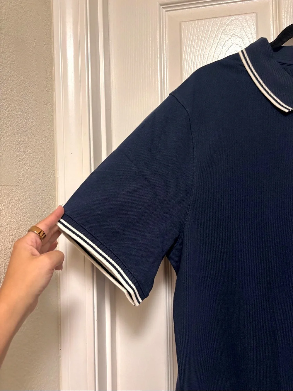NWT J.Crew Tall Classic Piqué Polo Shirt in Navy Ivory Dbl Tipped